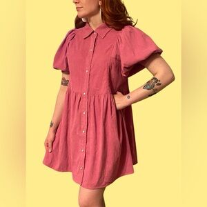 Pink Western Corduroy Dress